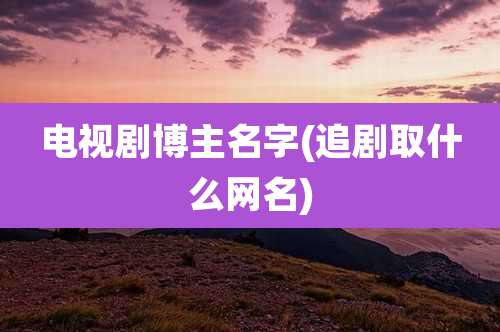 电视剧博主名字(追剧取什么网名)