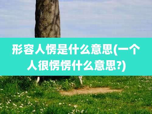 形容人愣是什么意思(一个人很愣愣什么意思?)