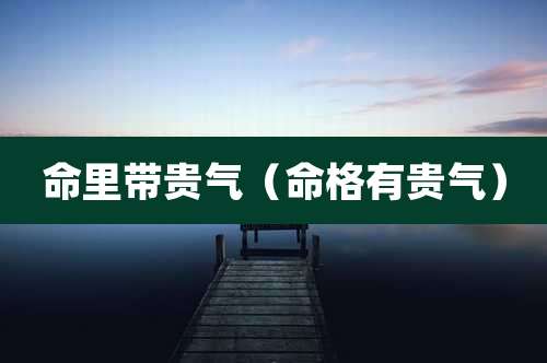 命里带贵气（命格有贵气）