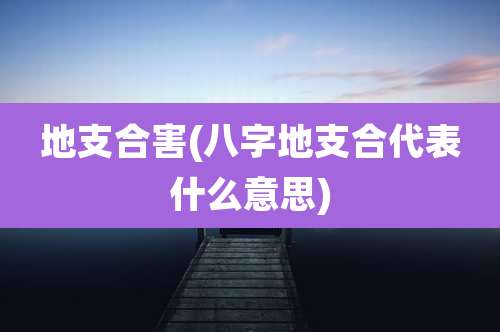 地支合害(八字地支合代表什么意思)