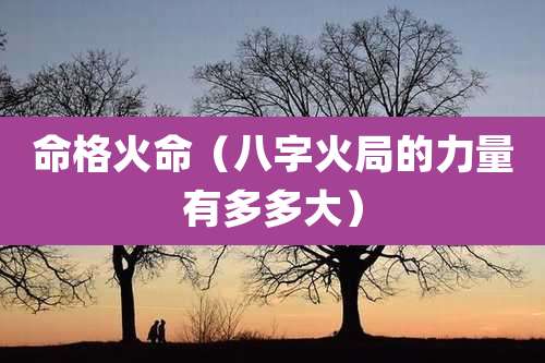 命格火命（八字火局的力量有多多大）
