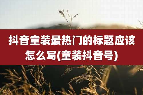 抖音童装最热门的标题应该怎么写(童装抖音号)