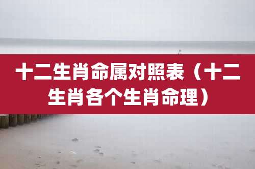 十二生肖命属对照表（十二生肖各个生肖命理）