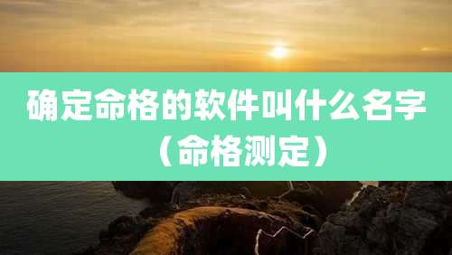 确定命格的软件叫什么名字（命格测定）