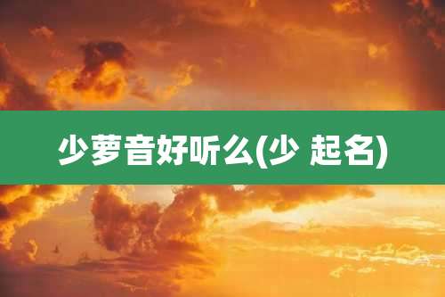 少萝音好听么(少 起名)