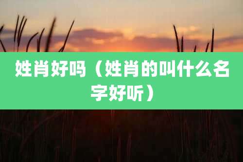 姓肖好吗（姓肖的叫什么名字好听）
