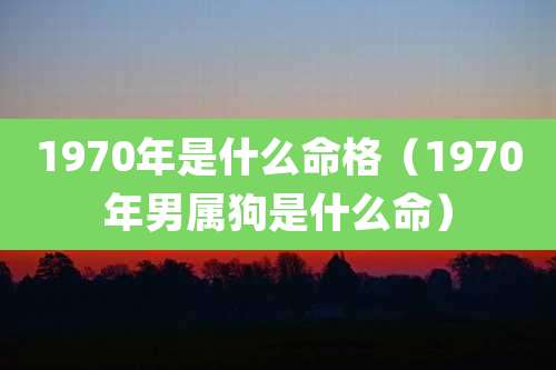 1970年是什么命格（1970年男属狗是什么命）