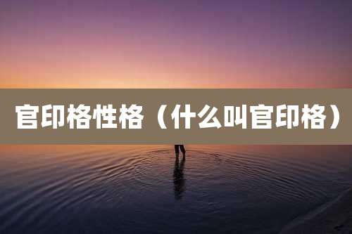 官印格性格（什么叫官印格）