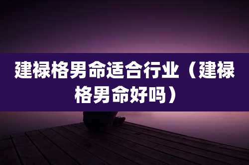 建禄格男命适合行业（建禄格男命好吗）