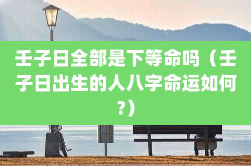 壬子日全部是下等命吗（壬子日出生的人八字命运如何?）