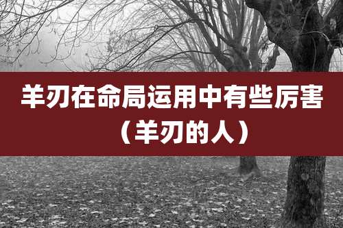 羊刃在命局运用中有些厉害（羊刃的人）