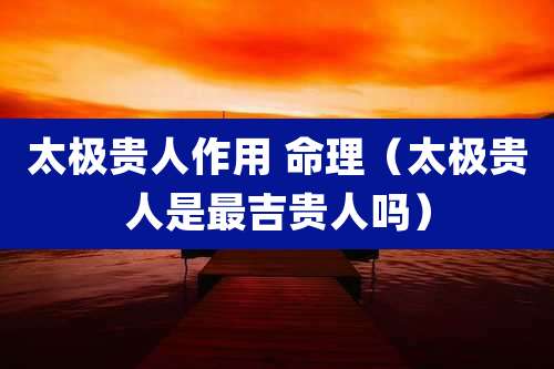 太极贵人作用 命理（太极贵人是最吉贵人吗）