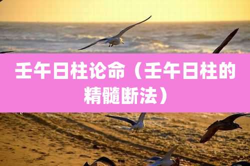 壬午日柱论命(壬午日柱的精髓断法)