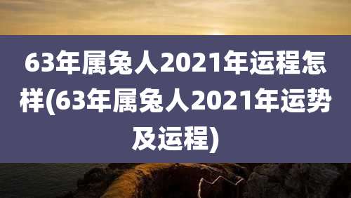 63年属兔人2021年运程怎样(63年属兔人2021年运势及运程)