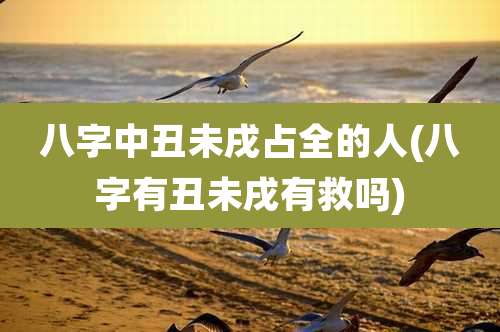 八字中丑未戌占全的人(八字有丑未戌有救吗)