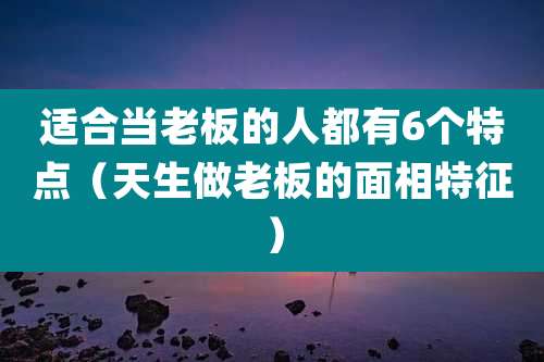 适合当老板的人都有6个特点(天生做老板的面相特征)