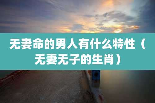 无妻命的男人有什么特性(无妻无子的生肖)