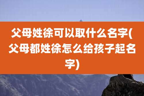 父母姓徐可以取什么名字(父母都姓徐怎么给孩子起名字)