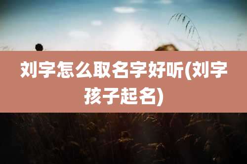 刘字怎么取名字好听(刘字孩子起名)