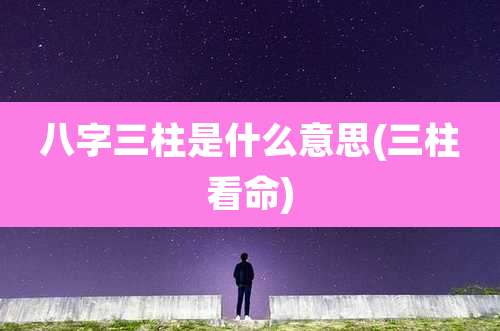 八字三柱是什么意思(三柱看命)