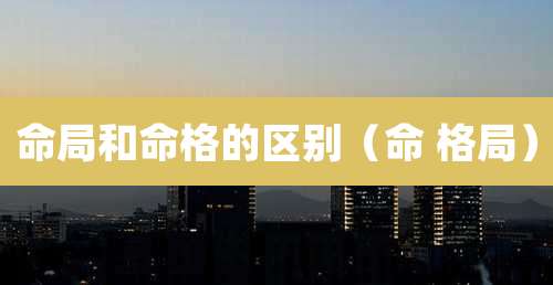 命局和命格的区别(命 格局)