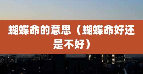 蝴蝶命的意思(蝴蝶命好还是不好)