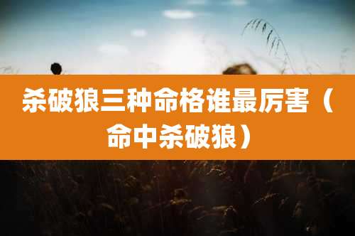 杀破狼三种命格谁最厉害(命中杀破狼)