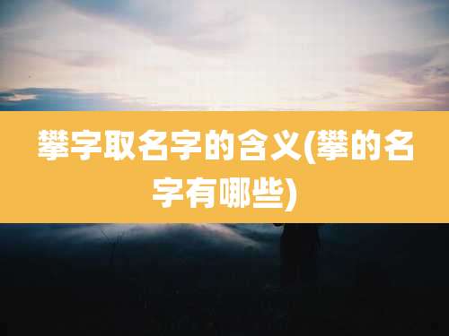 攀字取名字的含义(攀的名字有哪些)