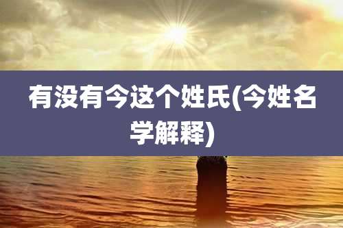 有没有今这个姓氏(今姓名学解释)