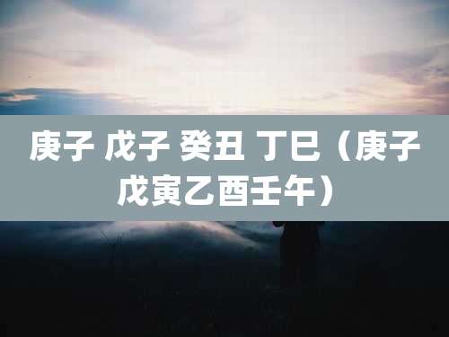 庚子 戊子 癸丑 丁巳(庚子戊寅乙酉壬午)