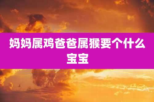 妈妈属鸡爸爸属猴要个什么宝宝
