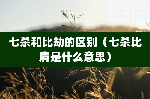 七杀和比劫的区别(七杀比肩是什么意思)
