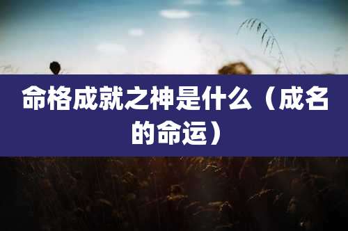 命格成就之神是什么(成名的命运)