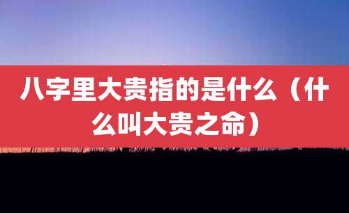 八字里大贵指的是什么(什么叫大贵之命)