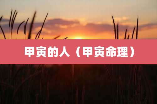 甲寅的人(甲寅命理)