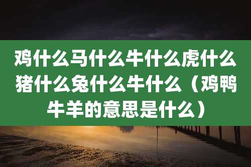 鸡什么马什么牛什么虎什么猪什么兔什么牛什么(鸡鸭牛羊的意思是什么)