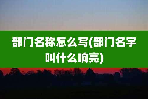 部门名称怎么写(部门名字叫什么响亮)