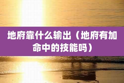 地府靠什么输出(地府有加命中的技能吗)