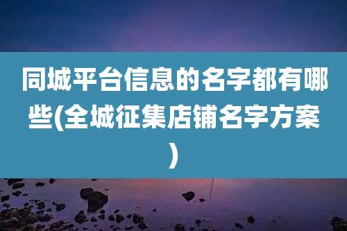 同城平台信息的名字都有哪些(全城征集店铺名字方案)