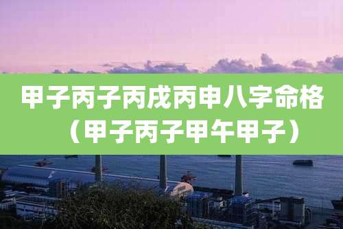 甲子丙子丙戌丙申八字命格(甲子丙子甲午甲子)