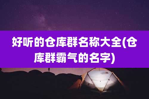 好听的仓库群名称大全(仓库群霸气的名字)