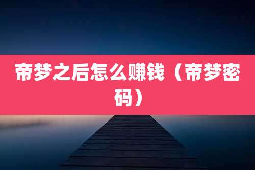 帝梦之后怎么赚钱(帝梦密码)