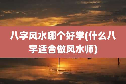 八字风水哪个好学(什么八字适合做风水师)