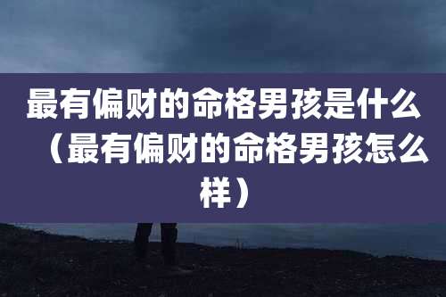 最有偏财的命格男孩是什么(最有偏财的命格男孩怎么样)