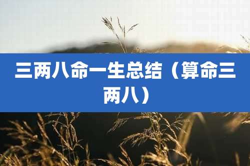 三两八命一生总结(算命三两八)