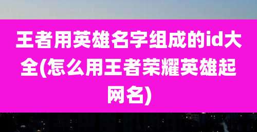 王者用英雄名字组成的id大全(怎么用王者荣耀英雄起网名)
