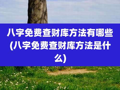 八字免费查财库方法有哪些(八字免费查财库方法是什么)