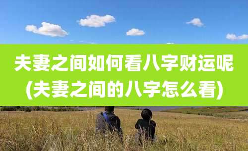 夫妻之间如何看八字财运呢(夫妻之间的八字怎么看)