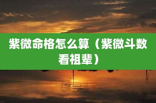 紫微命格怎么算(紫微斗数看祖辈)