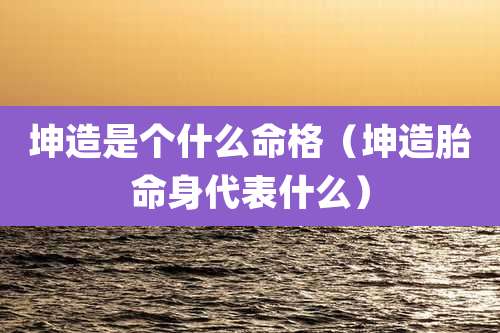 坤造是个什么命格(坤造胎命身代表什么)